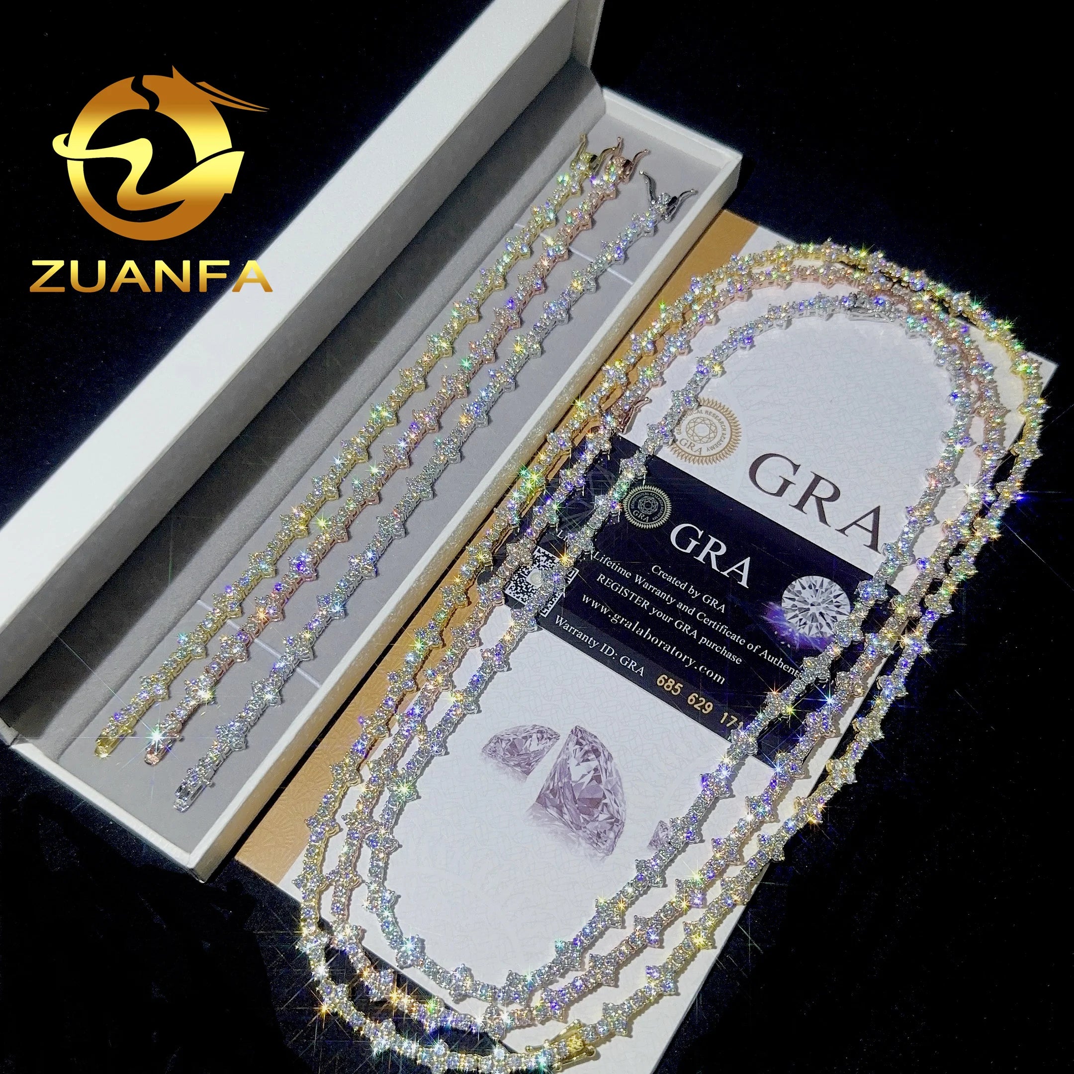Ready Shipping 3mm New Style Hip Hop Moissanite Tennis Chain Bracelet 925 Silver Vvs Tennis Moissanite Chain Women&mens Necklace