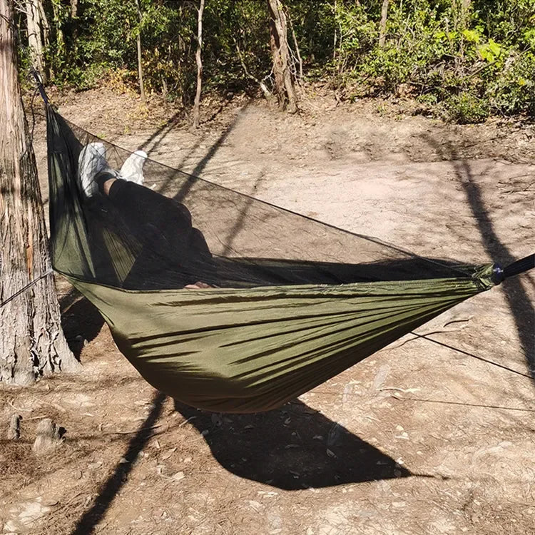 2023 New Arrival Summer Camping Heavy Duty Swing Hammock Brown Waterproof Folding Mosquito Net Hammock