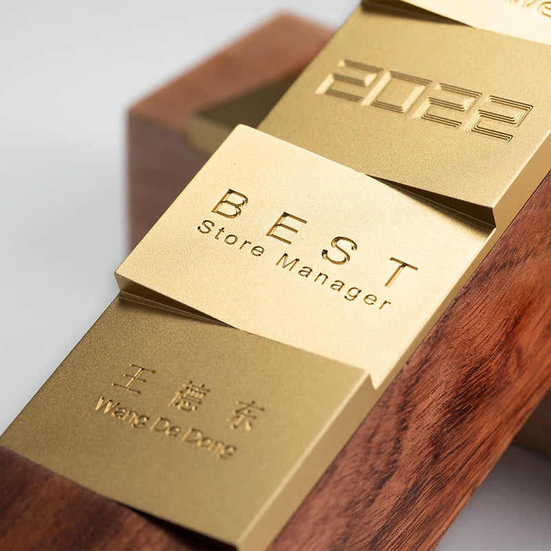 Original Gold Wood Combination Trophy Custom Success Commendation for Outstanding Employees Crystal Crafts