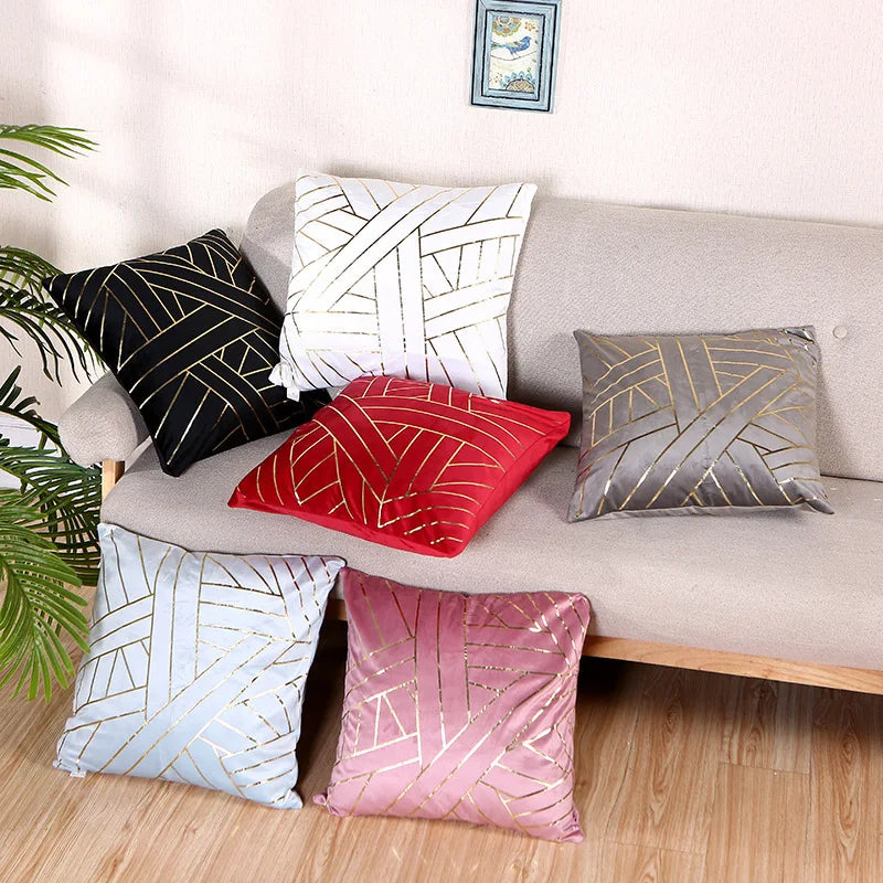 Amazonn Pillow Cover Flannel Gold Plated Pillow Cover Sofa Cushion Cover Car Pillow Cushions Cases Manufacturer Wholesale