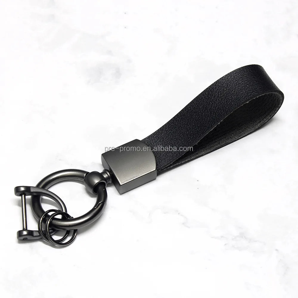 Custom Wholesale DIY Branded Metal and Leather Car Keychain