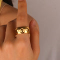 Chris April Fashion Jewelry PVD Gold Plated 316L Stainless Steel Water Proof 3D Heart Shape Rings