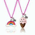 2Pcs/Set Best Friends Magnetic BFF Necklace Ice Cream Rainbow Necklaces Chain New Friendship Hot Couples for Girl Women Gifts