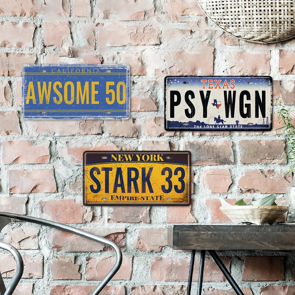 Custom Movie Car License Plate Black Background Tin Sign Poster Home Bar Decor License Plate Sign