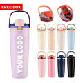 2 in 1 Drinking Lid 30oz Custom Logo Metal Steel Double Wall Cute Coffe Mug Cup Water Tumbler Hot and Cold with Handle Straw