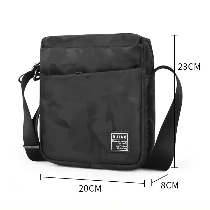 Black Camo Badminton Kit Bag Large-Capacity Casual Single Shoulder Duffle Nylon Crossbody Sling Bag Trendy Fashion Style