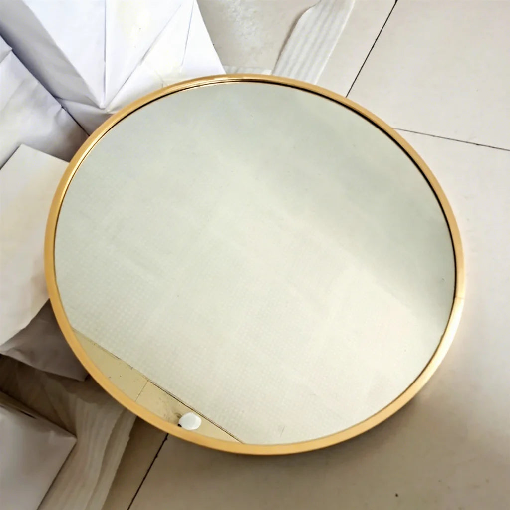 Custom Gold Finished Large Round Aluminum Alloy Frame Eco-Friendly Contemporary Decorative Lightweight Modern Wall Mirror Cheap