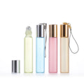 Empty Travel Cosmetic Packaging 10ml Chain Lid Shinning Pearl Essential Oil Glass Roller Perfume Bottle