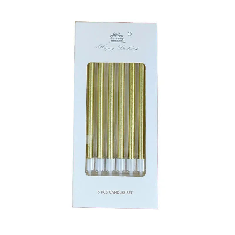 Candle Factory Supply 6pcs Thin Pillar Metallic Birthday Candles for Birthday Party  Cake Candles