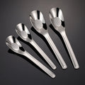 Children 304 Stainless Steel Food Grade Dinner Soup Scoop Silver Flat Short Handle Kids Feeding Rice Spoon