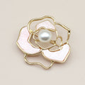 Jachon Luxury Freshwater Pearl Flower Brooches Accessories Pearl Paved Large Beautiful Wedding Women
