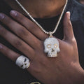 Hip Hop Jewelry  Brass Biker Style Skull Ring Iced Out 18k Gold Plated Full CZ Diamond Skull Ring Skull Pendant for Men Jewelry