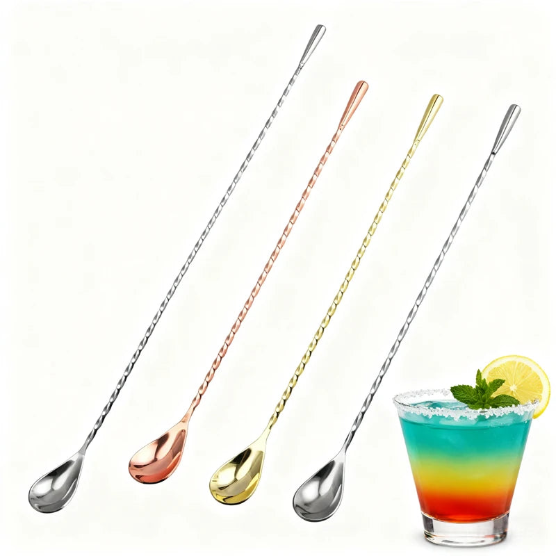 30cm/40cm bar Tools Durable Metal Teardrop Long Stir Sticks Spoon 304 Stainless Steel Cocktail Stirrer Bar Spoon for Drink