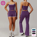 Color Blocking Activewear High Waist Pants Custom Workout Wear 4 Piece Suit Gym Fitness Yoga Set for Women