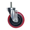HIME HM2212 5x1.25 Inch Red Polyurethane Plate Casters Ccrews Universal Brake/Without Brake Wheel for Furniture Cart School