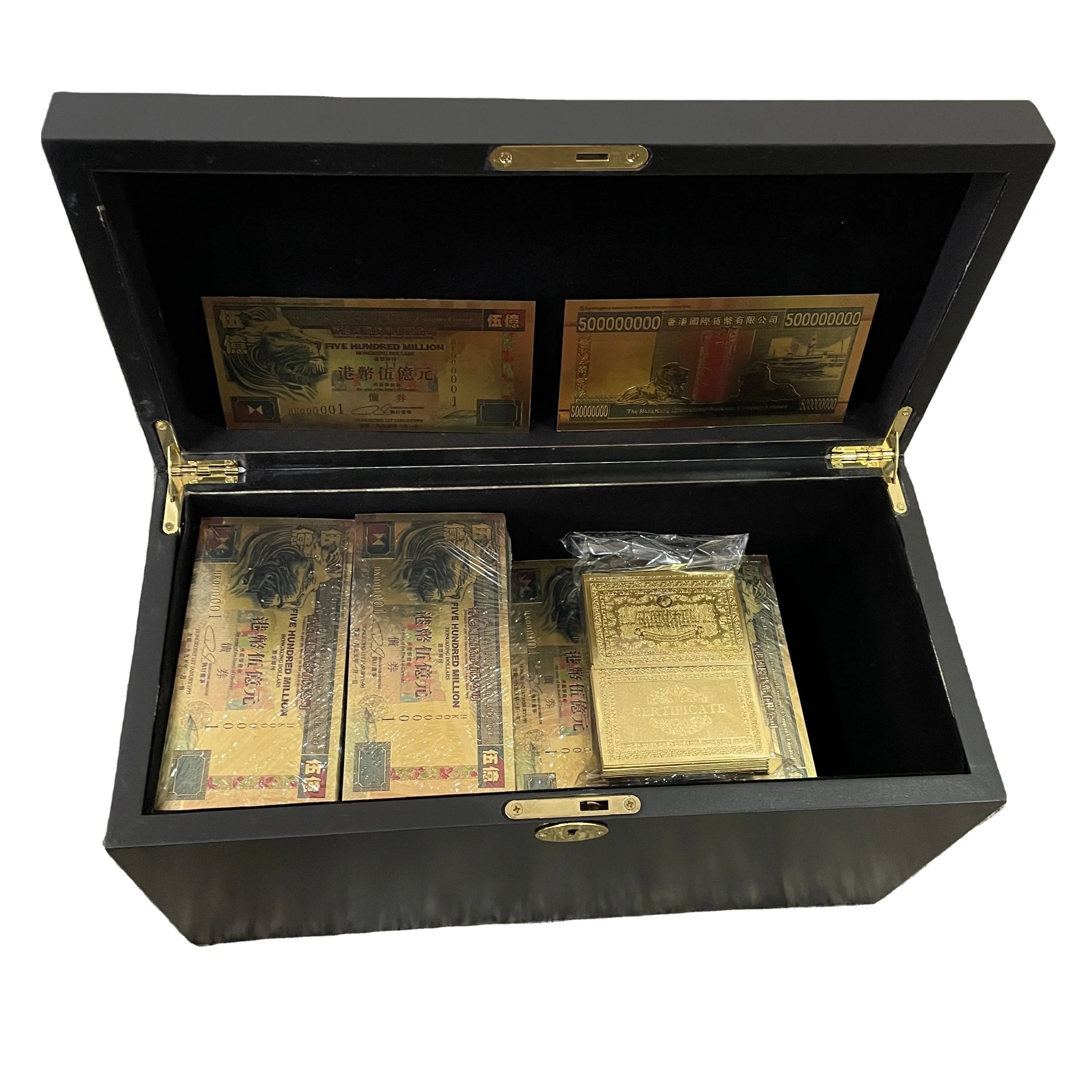 1000 Pcs/lot Water Proof Plastic lion Chinese Gold Banknote Silver Banknote with Box for Nice Gift
