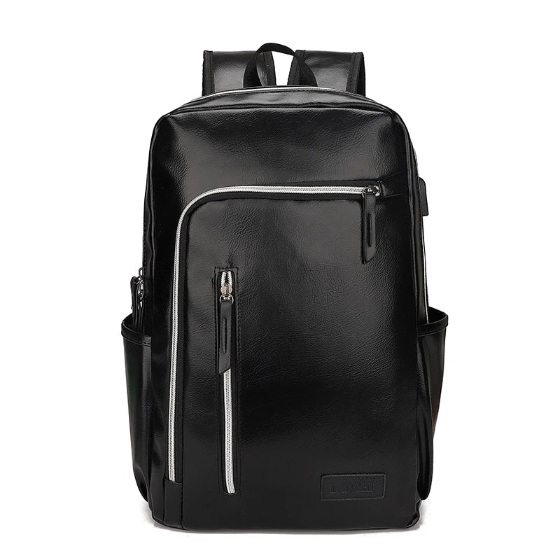 Wholesale  High Capacity Stylish  Durable Waterproof With USB Charging Port PU Leather Men Backpack Bags