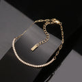 BSB141 RINNTIN 14K Gold Plated Adjustable Tennis Chain Bracelet Delicate Minimalist Paperclip Chain Bracelet for Women Jewelry