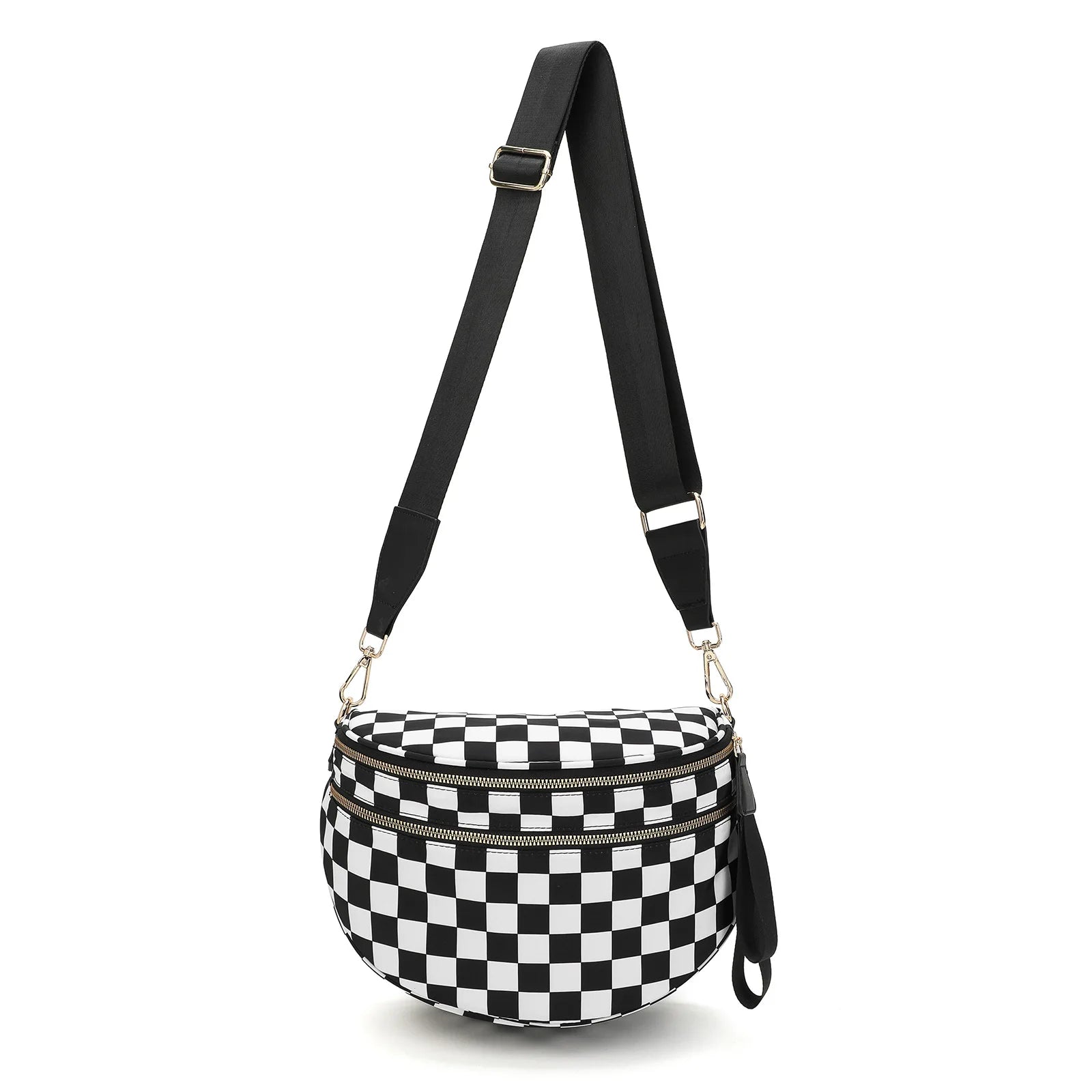 Spacious Geometric Pattern Nylon Crossbody Bag Bum Bag Fanny Pack for Women Fashion Zipper Closure Large Capacity Portable