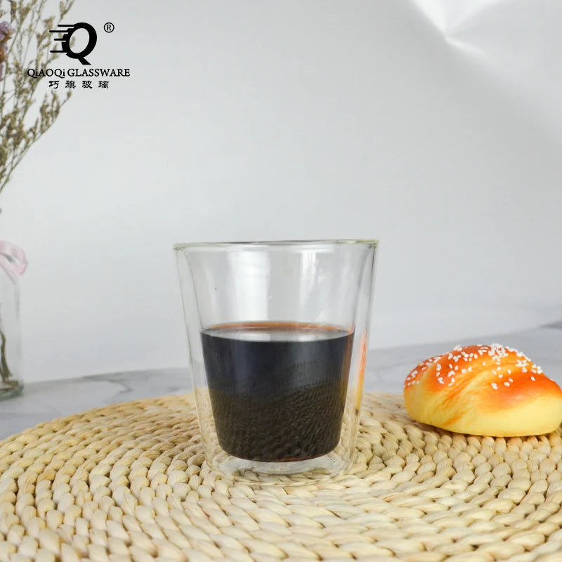 Household Double-layer Glass Tea Coffee Cup Milk Cup Ins High-looking Glass Drink Cup Manufacturer
