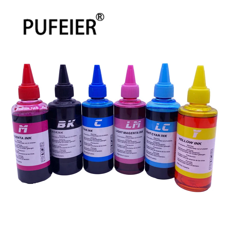 100ML Bottle Refill Bulk Dye Based Ink Compatible for Epson Canon HP Brother 6 Color Inkjet Printer Printing Dye Ink