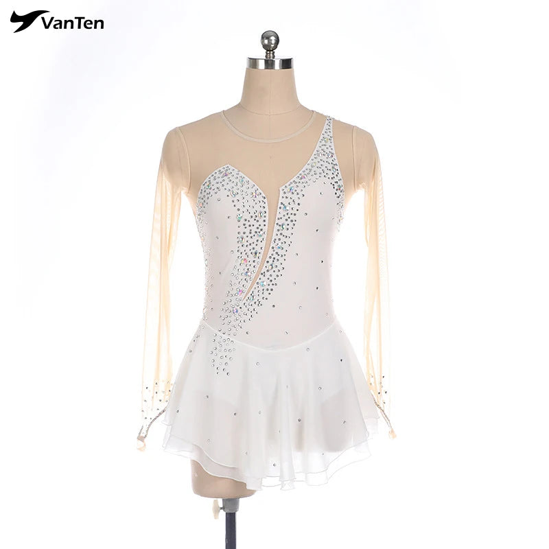 Factory Multi Color White Black Red pink Customized Stage Performance Figure Skating Championships Ice Skate Competition Dress