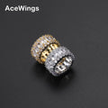 R031  11mm Cubic Zirconia Rings Brass Prong Setting CZ Cuban Chain Ring Cubic Zircon Iced Out Ring Jewelry