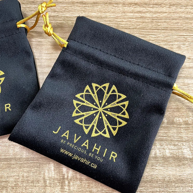New Design Promotional Luxury Velvet Dust Jewelry Drawstring Pouch Packing Bag Recyclable Silk Screen Printed Custom Logo