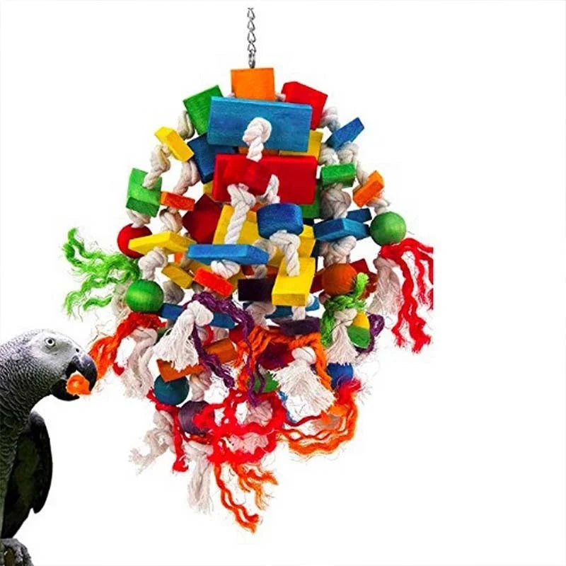 Eco-Friendly Large Wooden Alee Sun Chew Toy Durable Gray Plush String Cotton Rope Bag Play Supplies A182