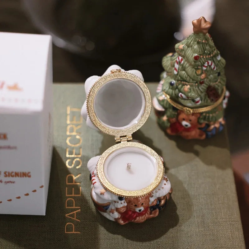 Hot Selling Christmas Tree Shape Ceramic Home Decoration  for Christmas Scented Candle Nordic Holder Mug Vessel Candle