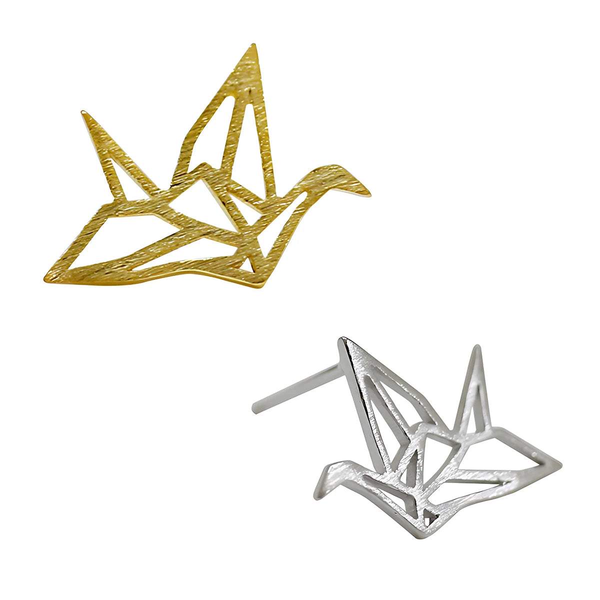 18K Gold Plated Dainty Bird Earrings for Womens Filigree Brushed Origami Crane Earring Custom 925 Sterling Silver Fine Jewelry