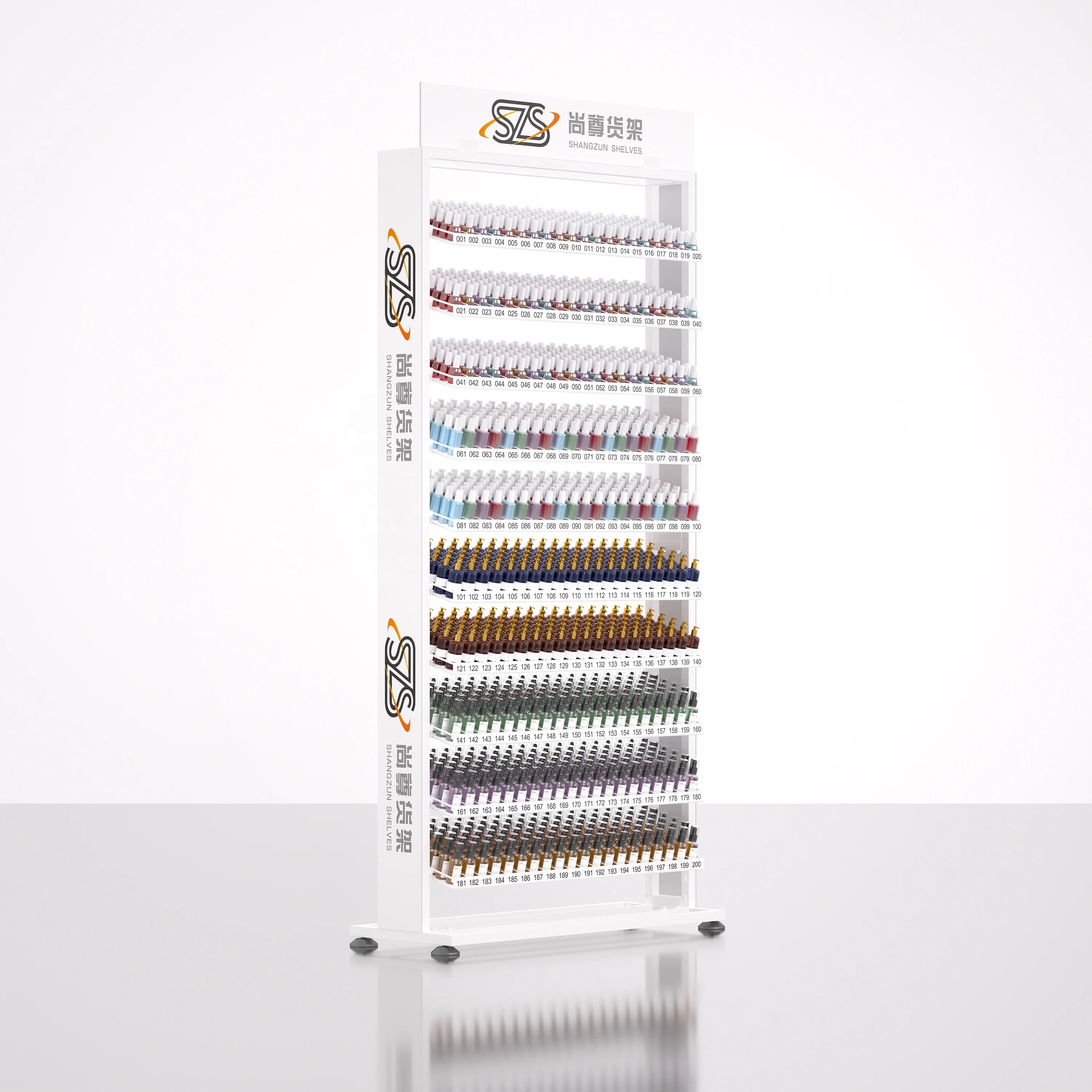 Customized Nail Polish Display Floor Type Rack Cosmetics Makeup Products Shelf Multi-Layer Nail Polish Display Stand