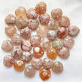 30mm Flower Agate Crystal Heart Small Natural Cherry Blossom Agate Stone Carving Heart for Sale