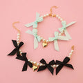 Sweet Pet Dog Cat Love Pendant Bowknot Pearl Necklace