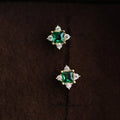 Luxury Vintage 14K Gold Plated Pure 925 Sterling Silver Square Green Zircon Stud Earrings for Women Girls Gifts