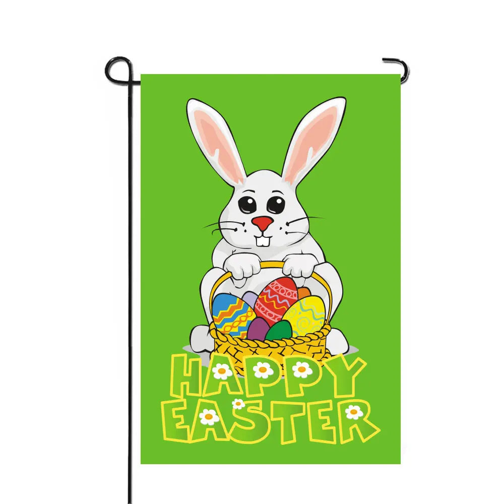 Wholesale Hot Sale Custom Design Double Side Happy Easter Garden Flag Polyester House Banner  for Yard Outdoor Decoration