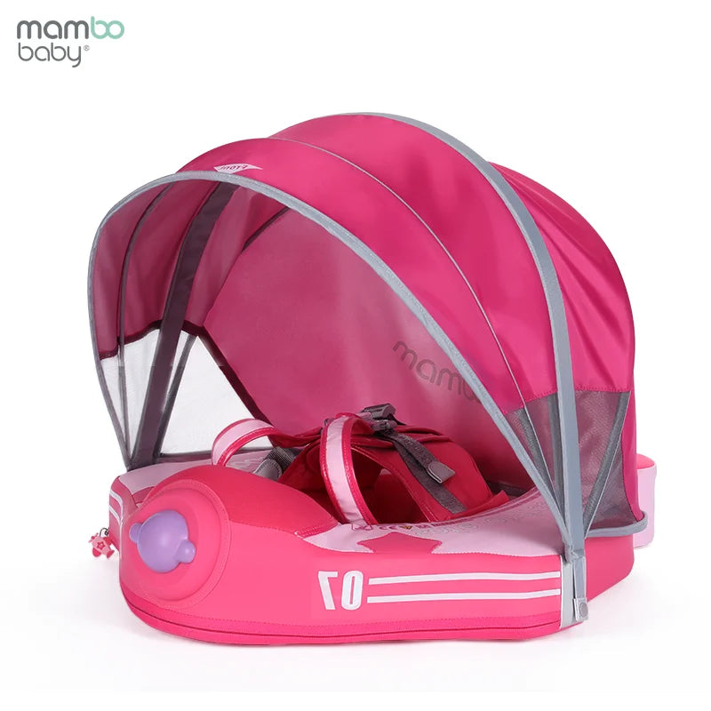 2025 Mambo Baby Airplane Non- Inflatable Baby Swimming Pool Ring Children Water Floating With Sunshine Canopy Summer Outdoor