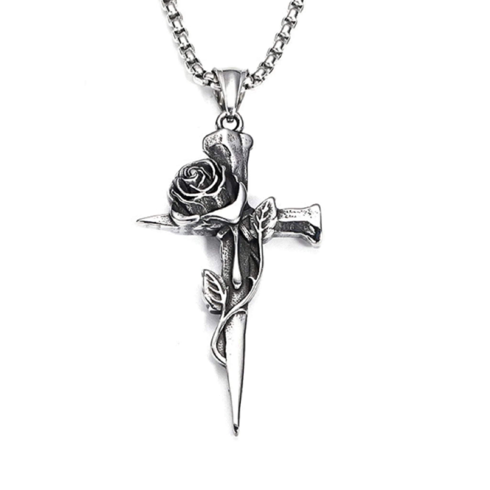 PN1173-1182 Titanium Steel Fashion Punk Style Devil Eye Necklace Jewelry Devil Skull Blue Eye Pendant Men's Long Necklace