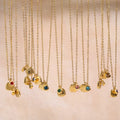 Stainless Steel Birthstone 12 Zodiac Pendant Necklace Gemstone Rhinestone Necklace