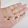 12 Months CZ Color Stone Fashion Pendant Necklaces Stainless Steel 18k Gold Plated Jewelry Waterproof Birthstone Necklace