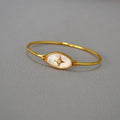 Korean Style Freshwater Mother Shell Gold Plated Bracelet Simple White Colourful for Women Fashionable Thin Bangles