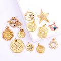 Sun Moon Star Space Celestial Compass Charm Pendant in Gold Colour  Jewelry Necklace Bracelet Making Supplies L93