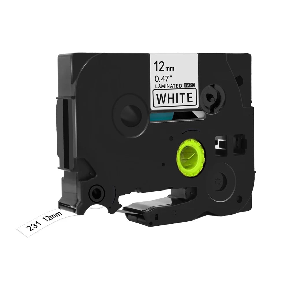 Compatible with Brother Tze 231 Tze-231 Tze231 Label Tape Black on White 12mm X 8m Compatible with Brother P-touch Printer