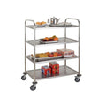 Hotel Selling Stainless Steel Kitchen Serving Trolley Cart Standard Round Tube 4 Tires Food Service Tray Trolley Cart