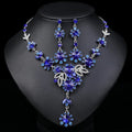 Vintage Necklace Earrings Jewelry Set Rhinestone Leaf Flower Jewelry Set Bridal Jewelry Set