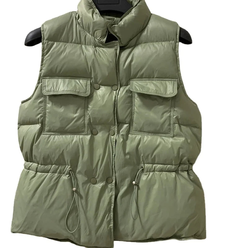 Winter Down Vest Women Short Vest Windbreaker Lightweight Coat Warm Waistcoat Female White Duck Down Coat Sleeveless Jacket