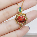 Tibetan Buddhist Rotatable Lotus Pendant Necklace for Women Men Six Word Mantra Prayer Necklaces Meditation Jewelry Gift