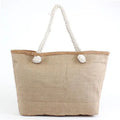 Women's Travel Beach Shopping Shoulder Bag Made of Canvas Large Linen Beach Bag Tote With Zipper