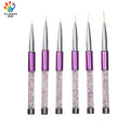 Acrylic Purple Handle Nail Liner Brush with Crystal Metal 5/7/9/11/15/20mm Length Made of Durable Nylon