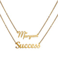 Custom Name  Dainty Necklace Cut Letter Double Pendant 18K Gold Plated Stainless Steel Chain Personalized Gift for Women Men